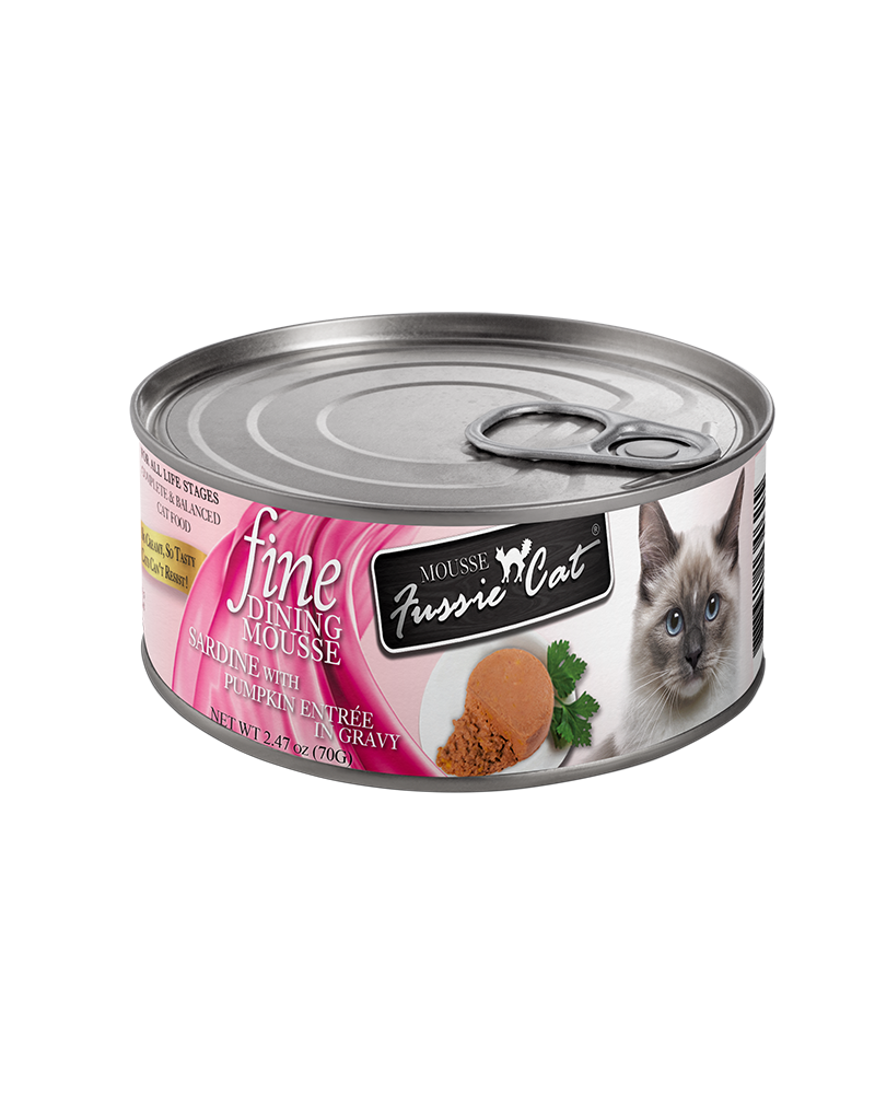 Fussie Cat Fine Dining Mousse Sardine with Pumpkin Wet Cat Food 2.8oz