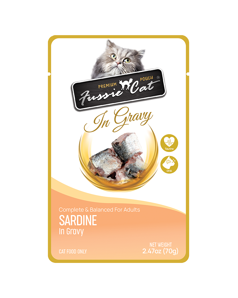 Fussie Cat Pouch Sardine in Gravy Wet Cat Food 2.47oz