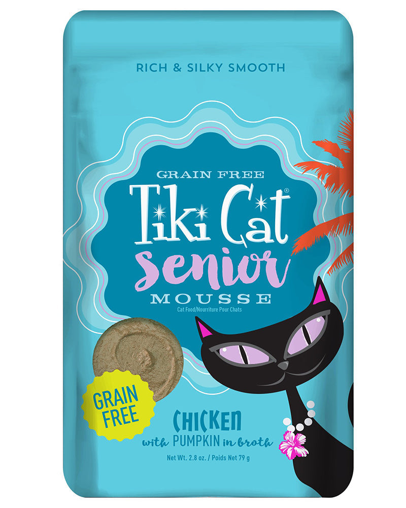 Tiki Cat Silver Senior Mousse Chicken with Pumpkin Wet Cat Food Pouch 2.8oz