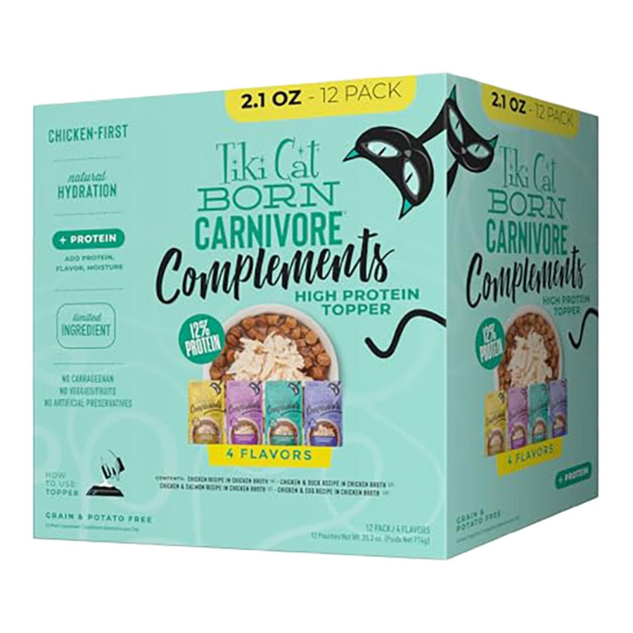 Tiki Cat Born Carnivore Complements Variety Pack Wet Cat Food Pouch 2.1oz - 12pk