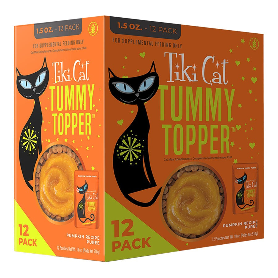 Tiki Cat Solutions Topper Tummy Pumpkin in Broth We Cat Food Pouch 1.5oz