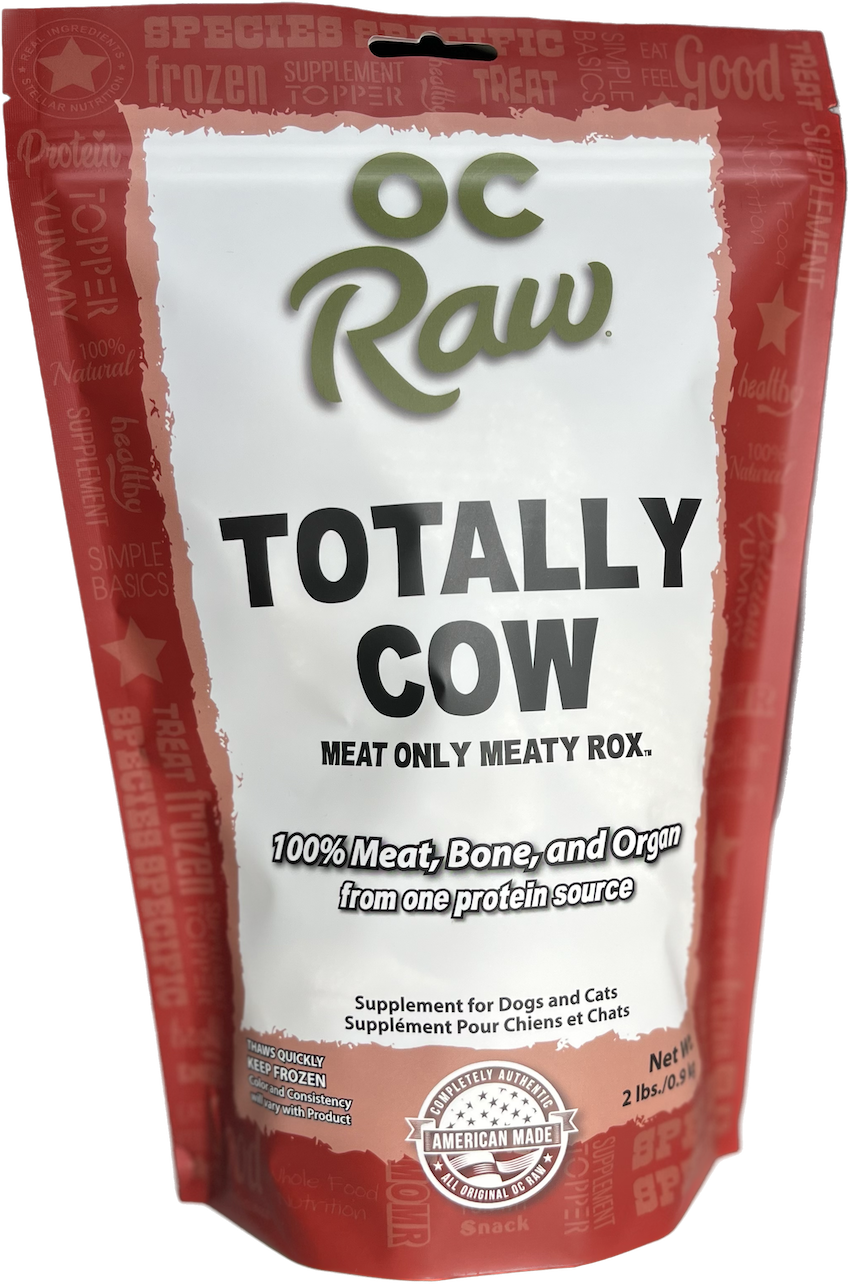 OC Raw Frozen Totally Cow Meaty Rox for Dogs & Cats 2lb