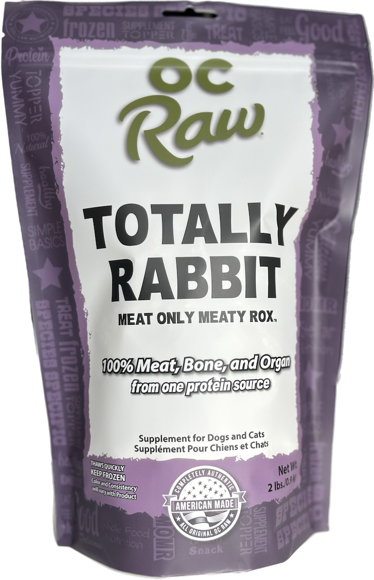 OC Raw Frozen Totally Rabbit Meaty Rox for Dogs & Cats 2lb