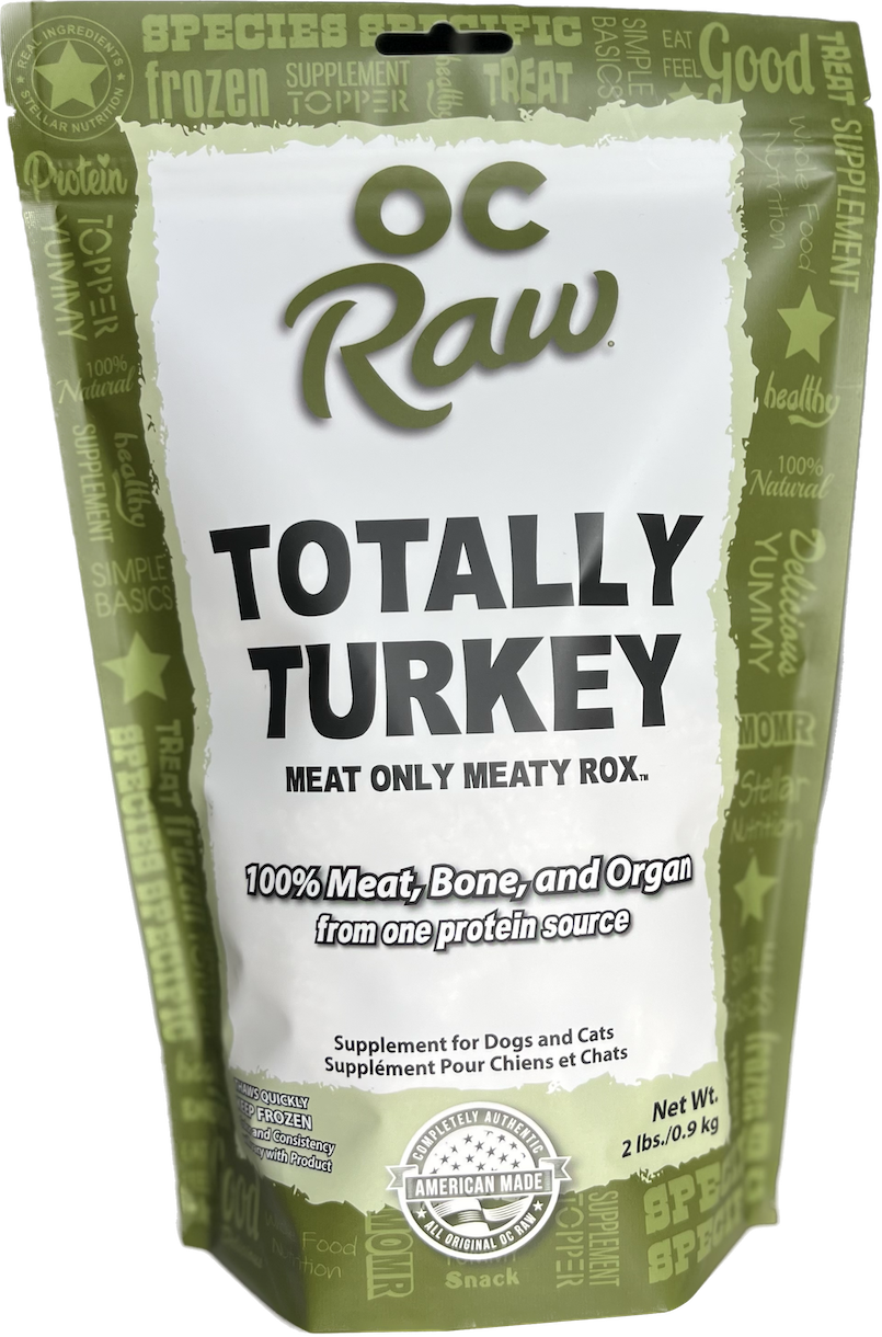 OC Raw Frozen Totally Turkey Meaty Rox for Dogs & Cats 2lb