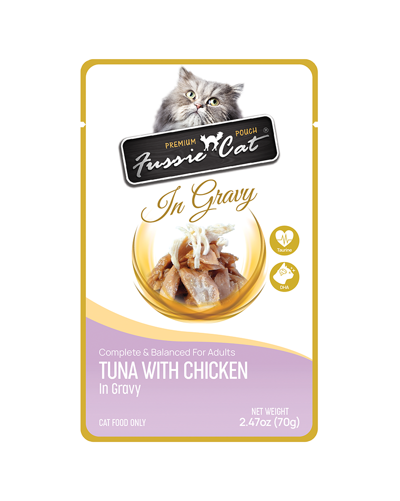 Fussie Cat Pouch Tuna with Chicken in Gravy Wet Cat Food 2.47oz