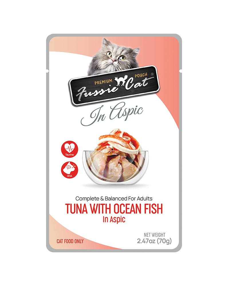 Fussie Cat Pouch Tuna & Ocean Fish in Aspic Wet Cat Food 2.47oz