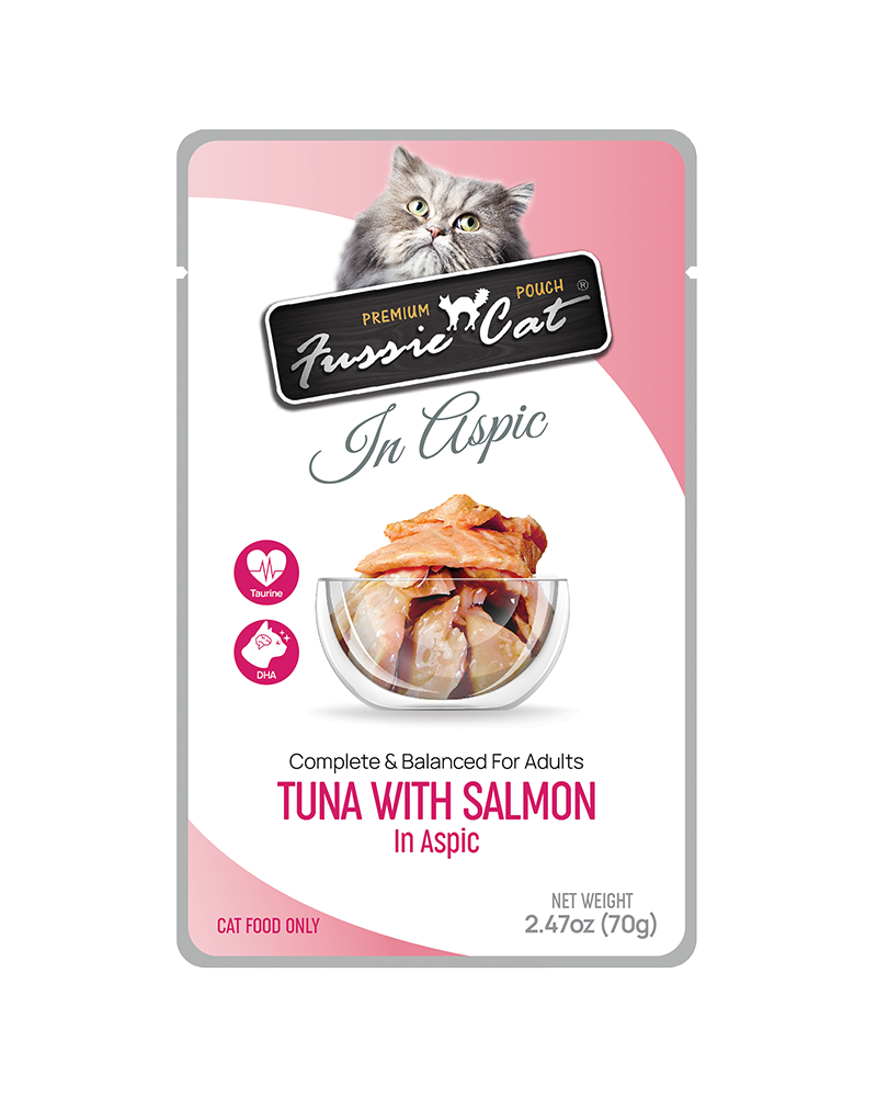 Fussie Cat Pouch Tuna with Salmon in Aspic Wet Cat Food 2.47oz