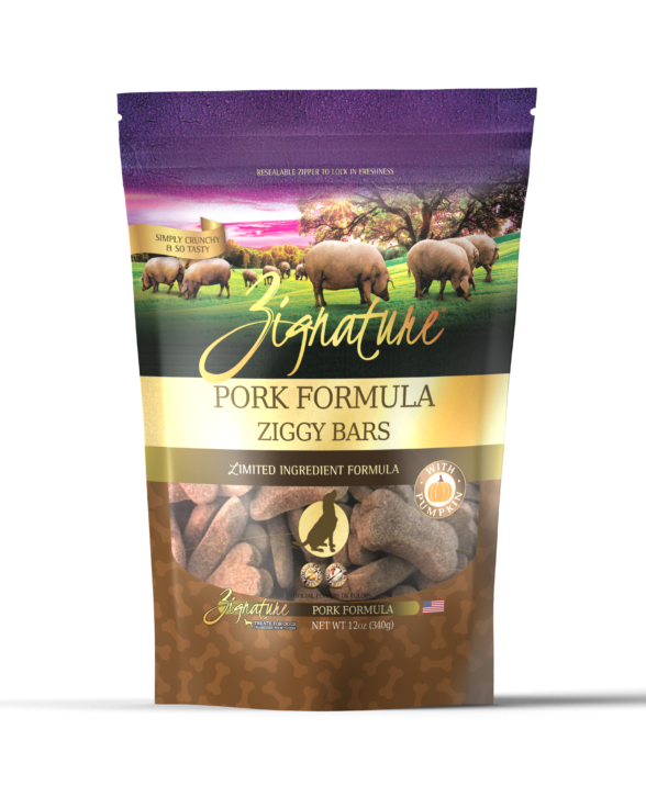 Zignature Ziggy Bar Biscuit Dog Treats - Pork 12oz
