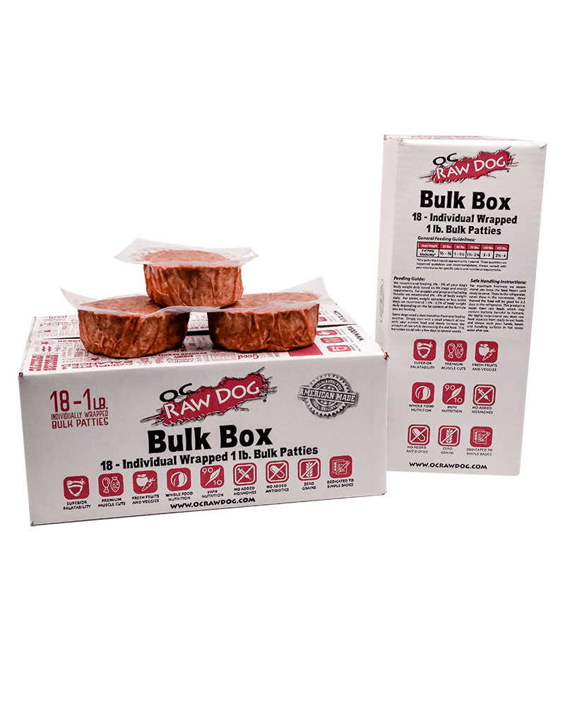 OC Raw Frozen Beef & Produce Patties for Dogs 18lb