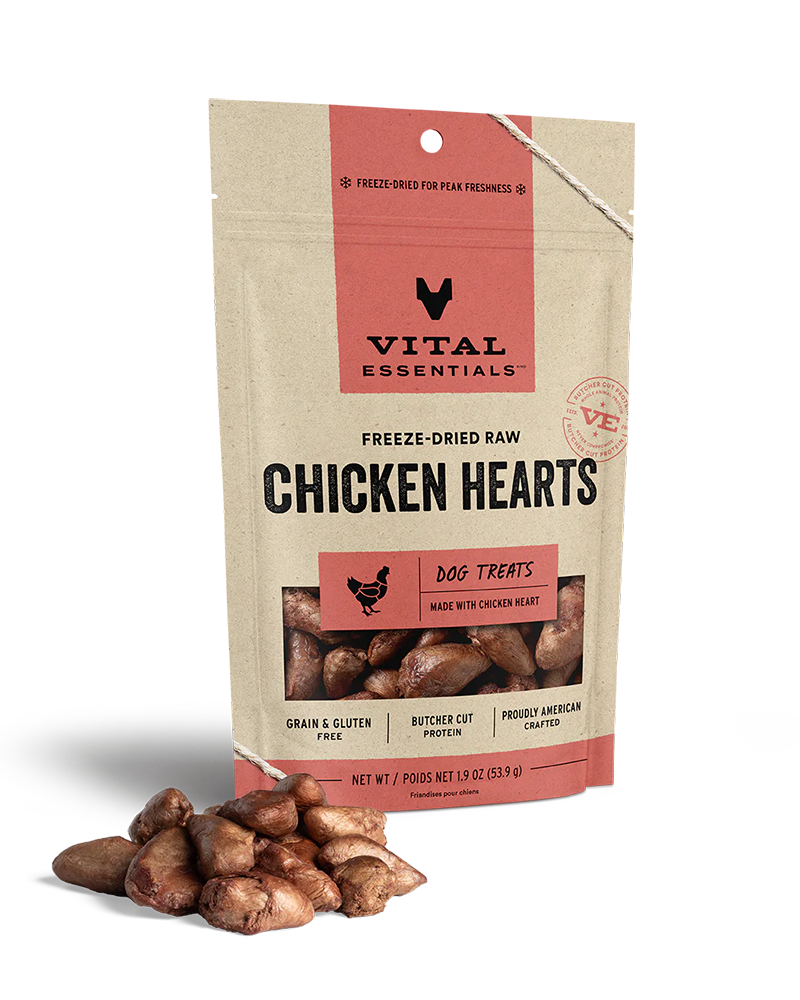 Vital Essentials Freeze-Dried Chicken Hearts Dog Treats 1.9oz