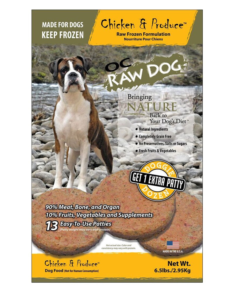 OC Raw Frozen Chicken & Produce Patties for Dogs 6lb