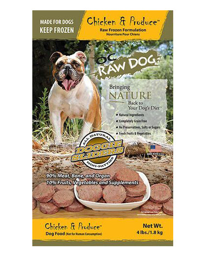 OC Raw Frozen Chicken & Produce Sliders for Dogs 4lb