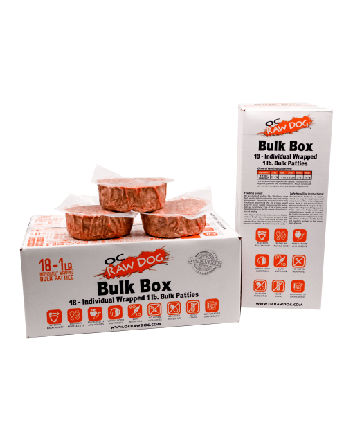 OC Raw Frozen Chicken, Fish & Produce Patties for Dogs 18lb