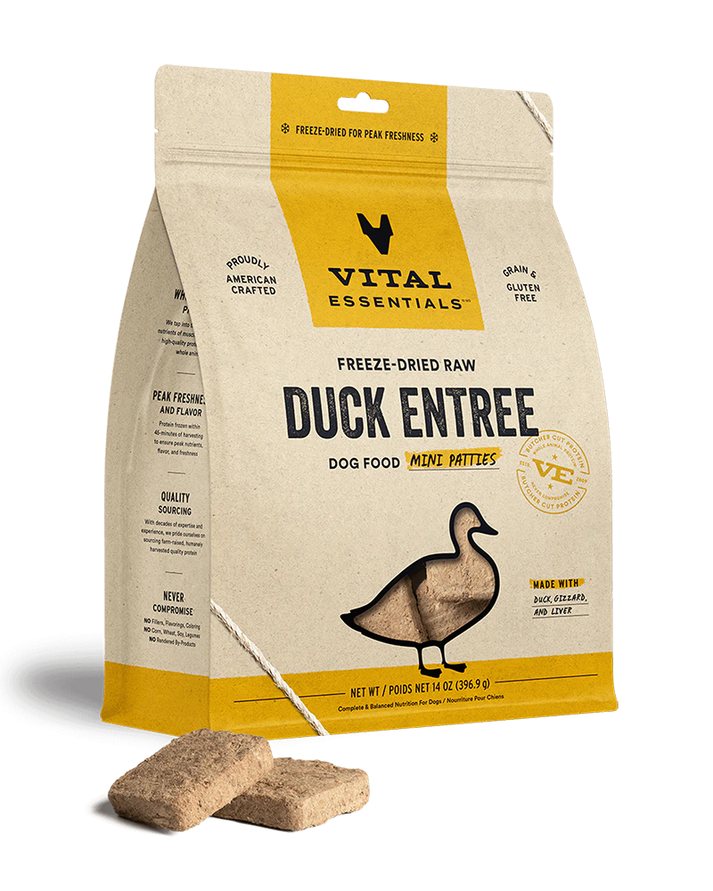 Vital Essentials Freeze-Dried Duck Mini Patties for Dogs 14oz