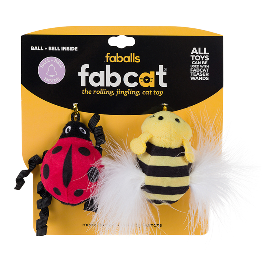 FabCat Ladybug & Bee FabBall Cat Toy 2pk