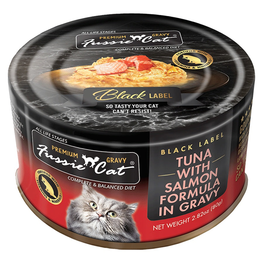 Fussie Cat Premium Tuna with Salmon in Gravy Wet Cat Food 2.8oz