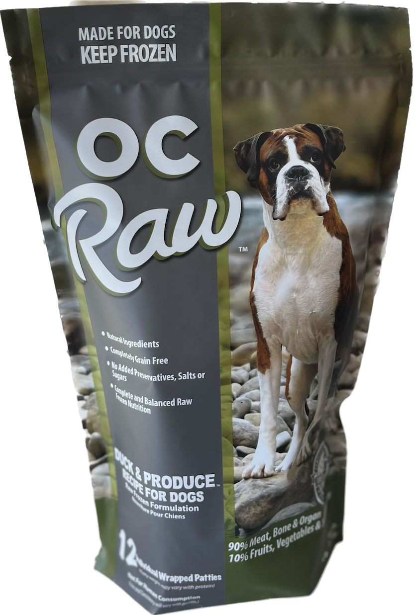 OC Raw Frozen Duck & Produce Patties for Dogs 6lb