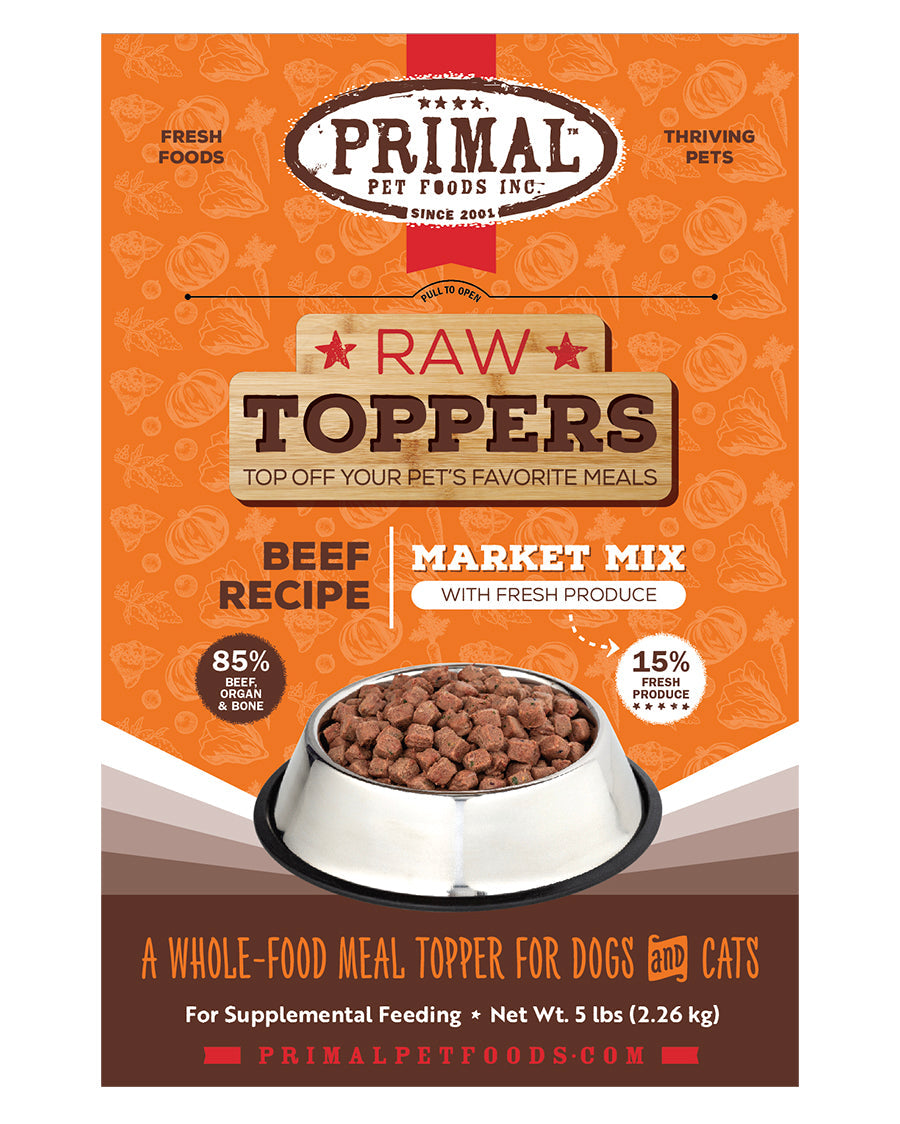 Primal Market Mix Beef Formula Dog & Cat Frozen Food Topper 5lb