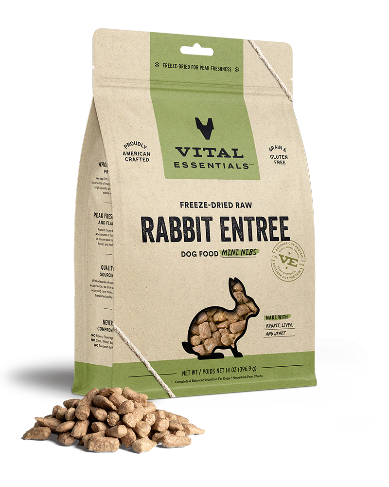 Vital Essentials Freeze-Dried Rabbit Mini Nibs Dog Food 14oz