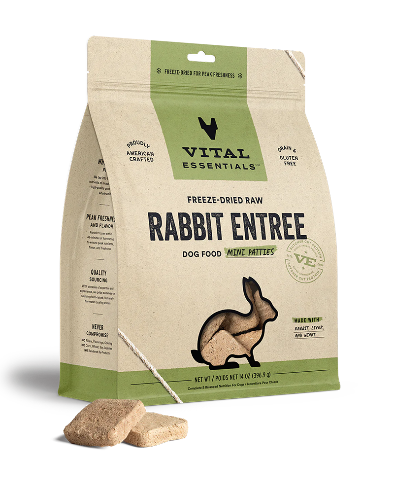 Vital Essentials Freeze-Dried Rabbit Mini Patties for Dogs 14oz