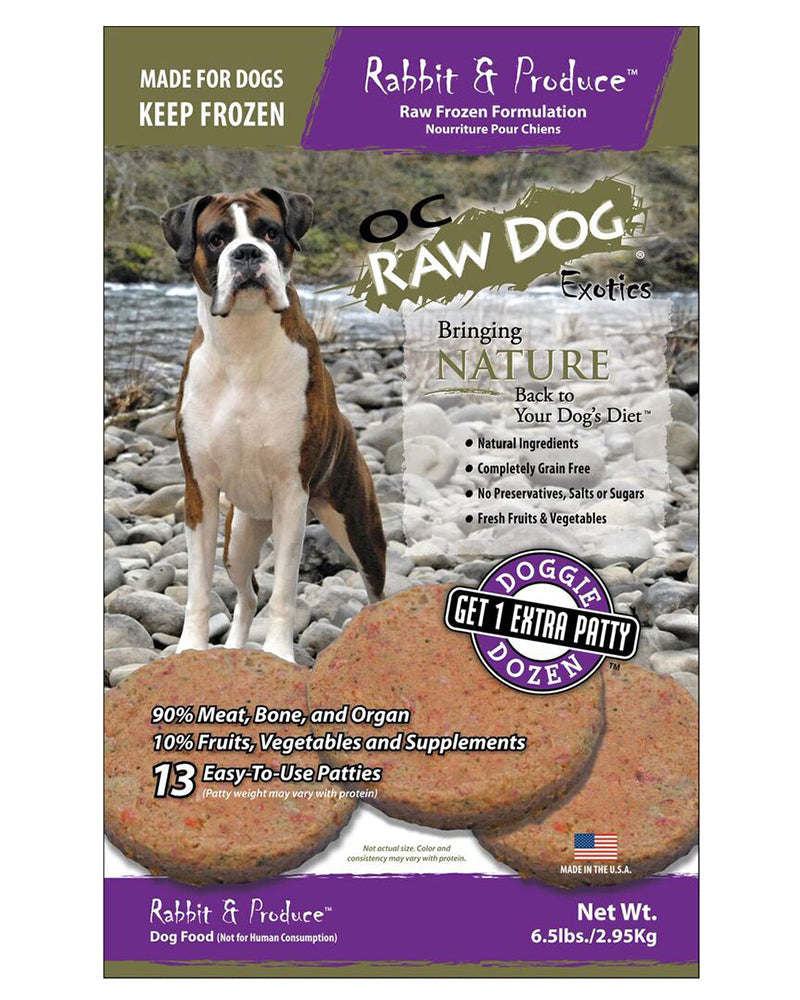 OC Raw Frozen Rabbit & Produce Patties for Dogs 6lb