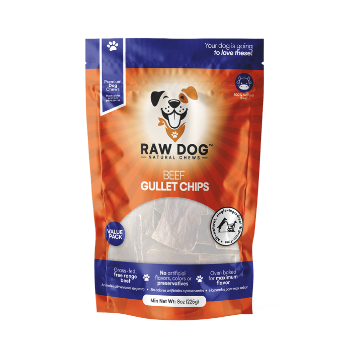 Raw Dog Beef Gullet Chips Chews for Dog - 8oz bag