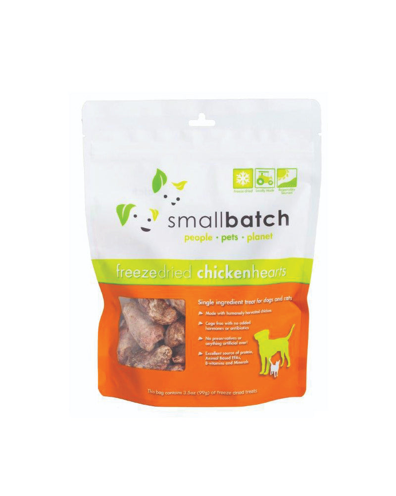 Small Batch Freeze-Dried Chicken Hearts Dog & Cat Treats 3.5oz