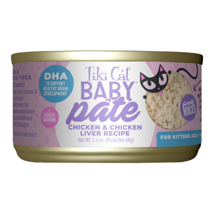 Tiki Cat Baby Kitten Chicken with Chicken Liver Pate Wet Cat Food 2.4oz
