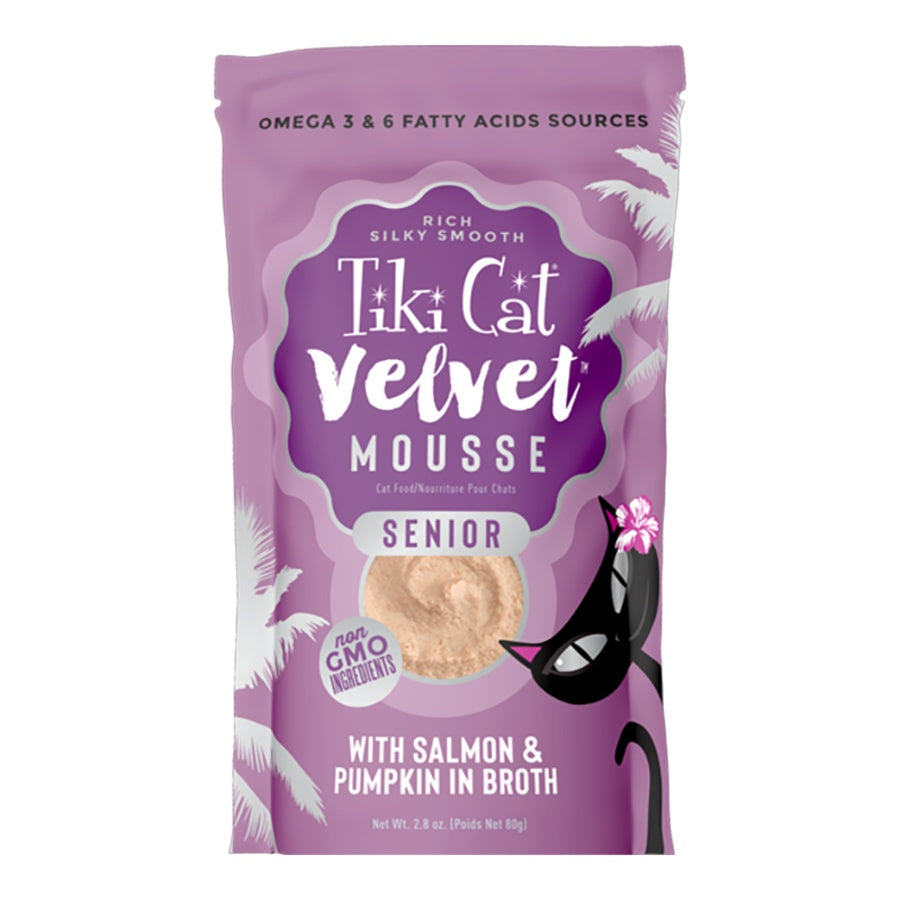 Tiki Cat Silver Senior Mousse Salmon with Pumpkin Wet Cat Food Pouch 2.8oz