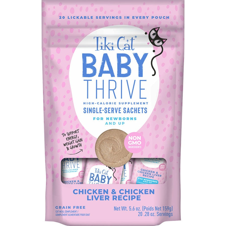 Tiki Cat Baby Thrive Chicken & Chicken Liver Grain-Free Wet Cat Food 0.28oz Pouch - 20pk