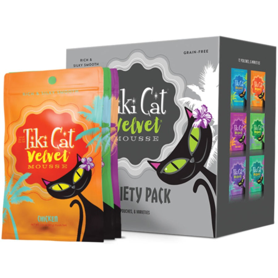 Tiki Cat Velvet Mousse Variety Pack Wet Cat Food Pouch 2.8oz - 12pk