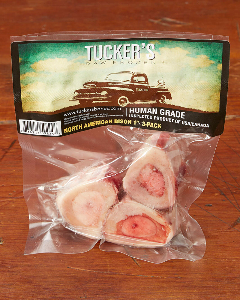 Tucker's Raw Frozen Bison Marrow Bone 1" Toy Breed 3 Pack
