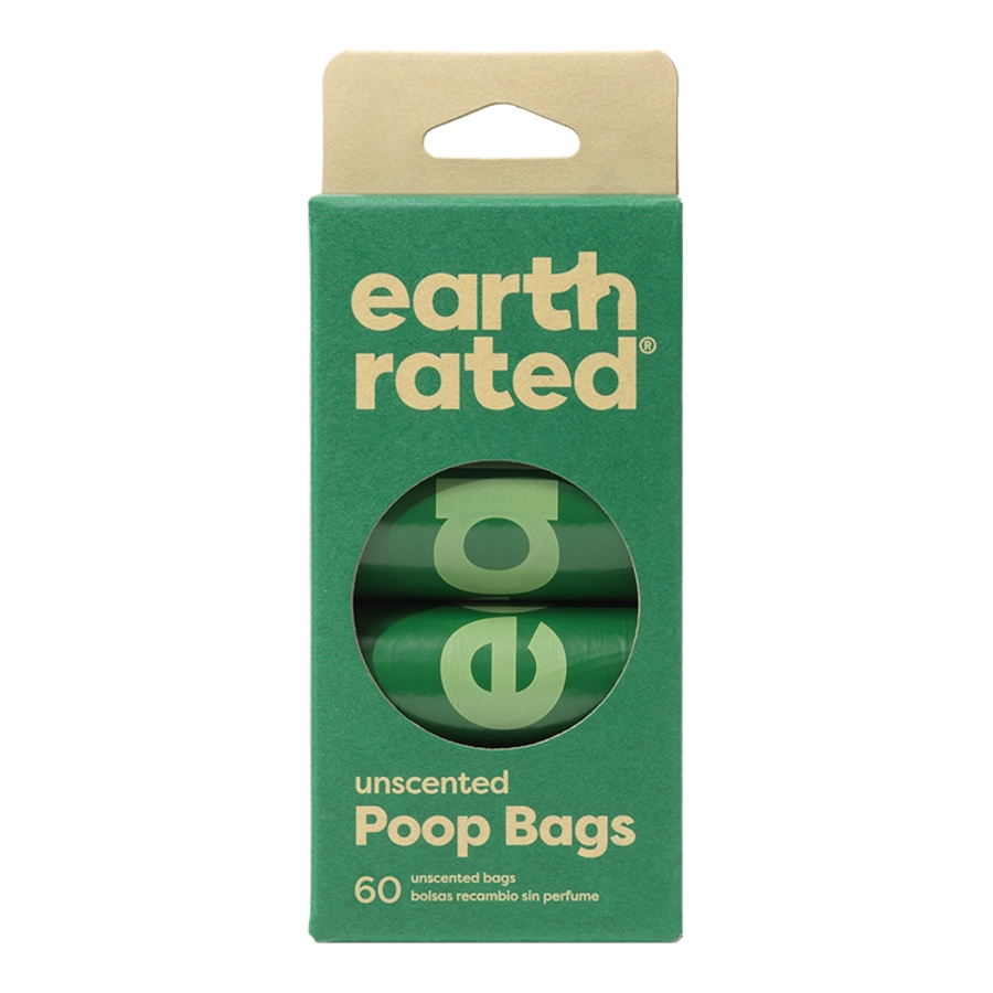 Earth Rated Unscented Poop Bags - 4 rolls, 60 bags