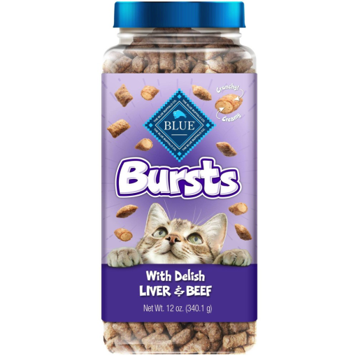 Blue Buffalo Bursts Crunchy & Creamy Liver & Beef Dry Cat Treats Great for Training 12oz