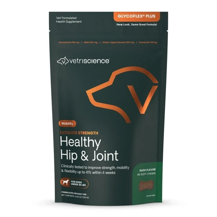 VetriScience GlycoFlex Plus Duck Flavored Soft Chews Hip & Joint Supplement for Small Dogs - 60ct