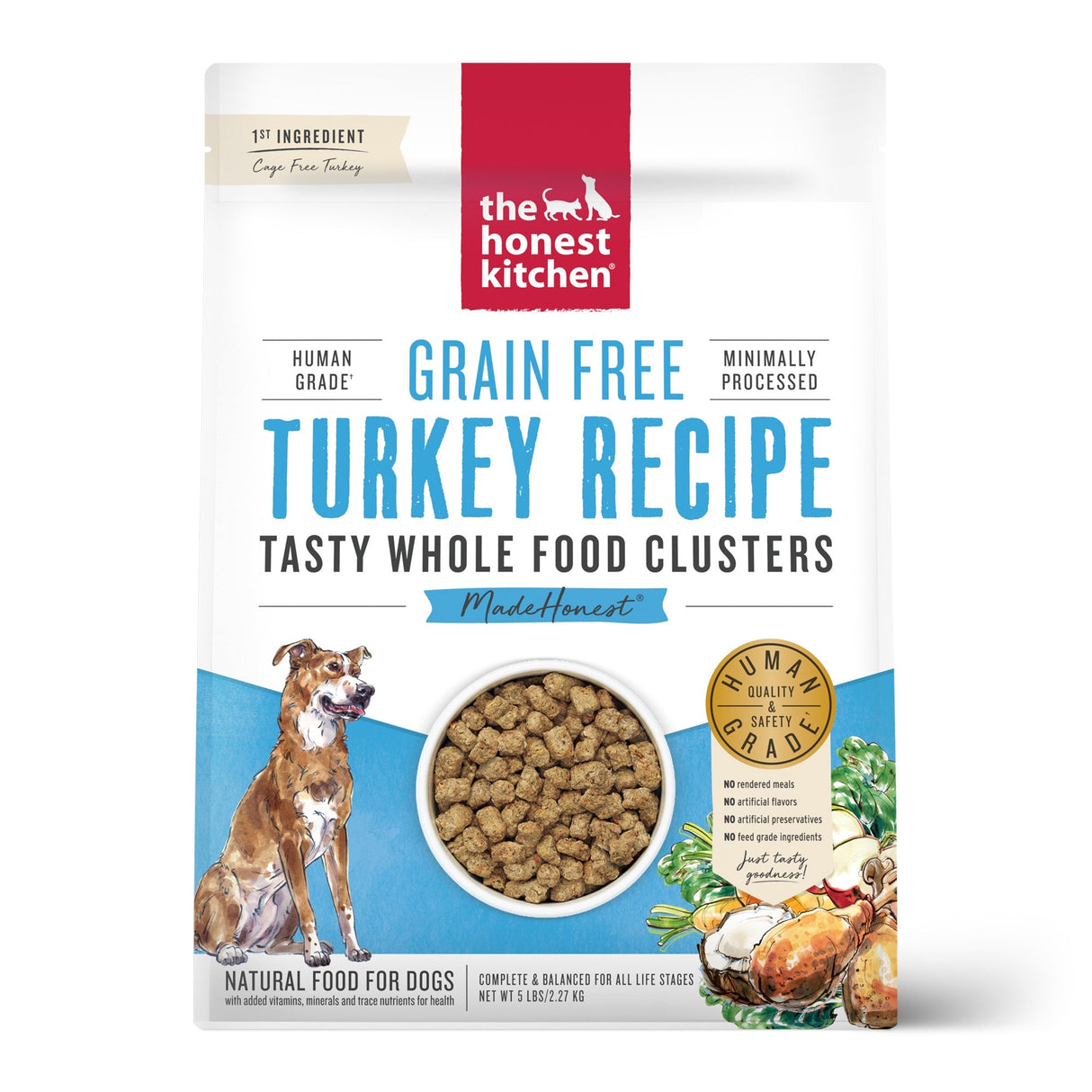 Honest Kitchen Dog Food Grain Free Turkey Clusters 5lbs