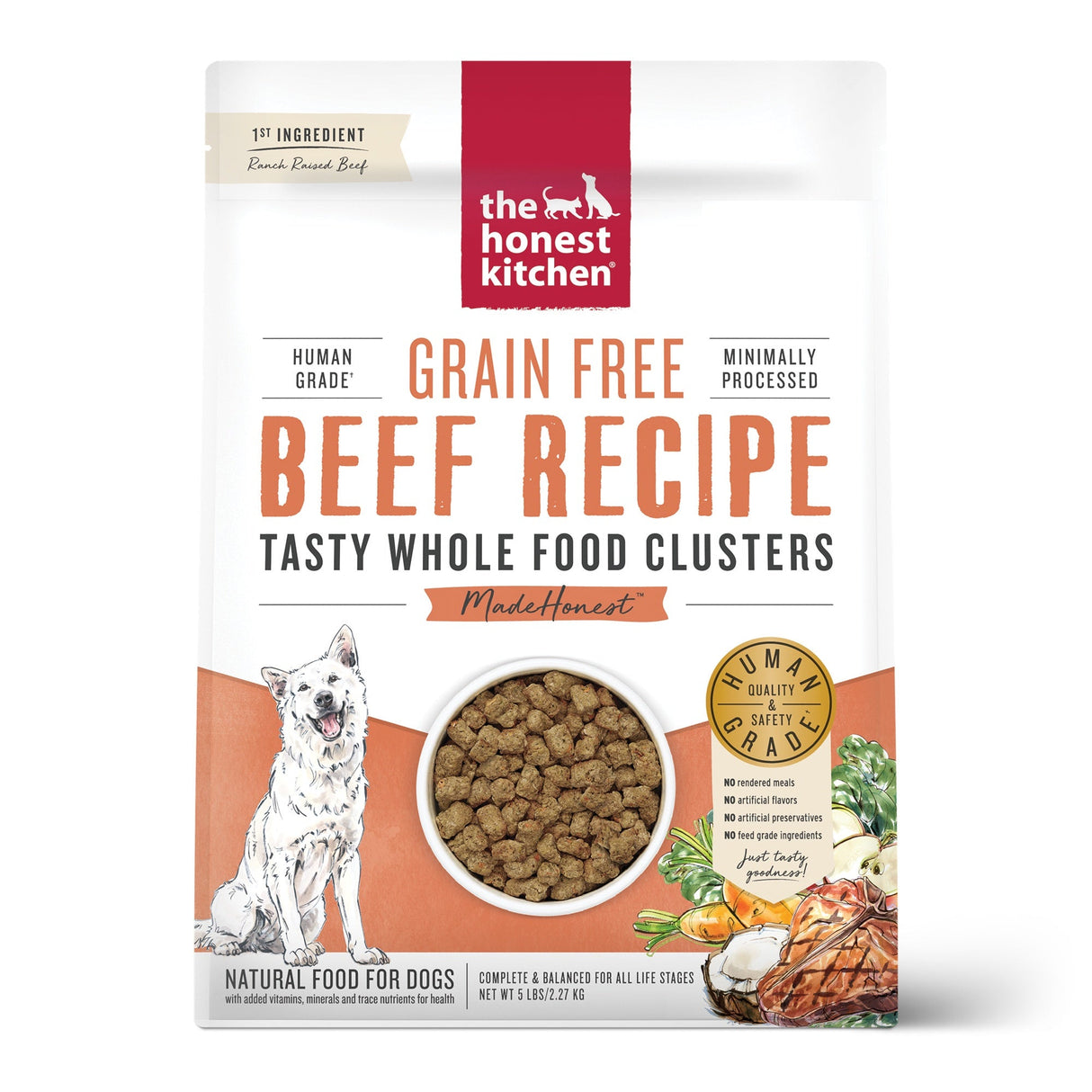Honest Kitchen Dog Food Grain Free Beef Clusters 5lbs