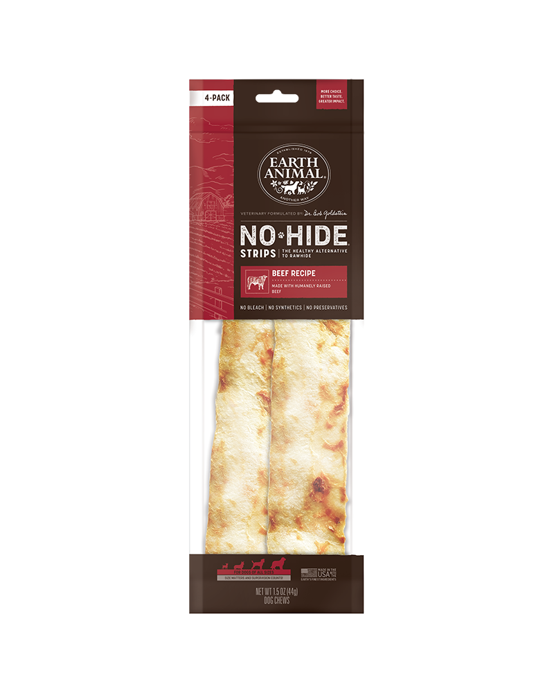 Earth Animal Beef No-Hide® Strip Dog Chews 4-Pack