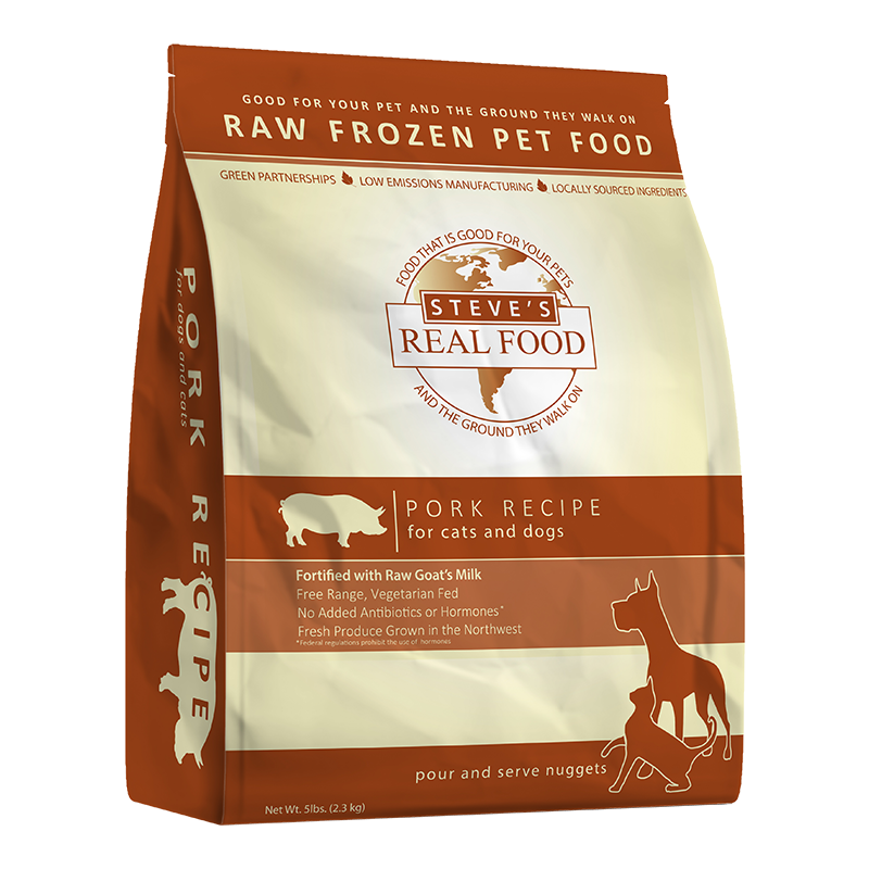 Steve's Real Food Frozen Pork Nuggets Dog & Cat Food 5lb