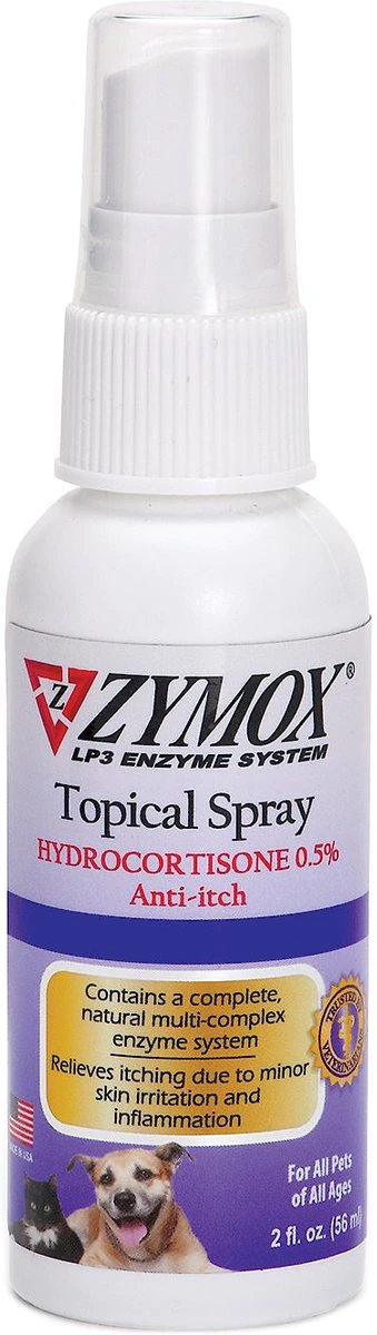 Zymox Enzymatic Topical Spray with Hydrocortisone 0.5% for Dogs & Cats, 2-oz bottle