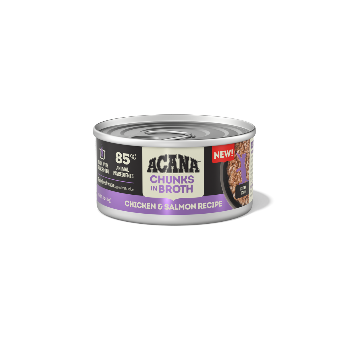 ACANA Chicken & Salmon Recipe Grain-Free Chunks in Broth Kitten Wet Canned Cat Food 3oz