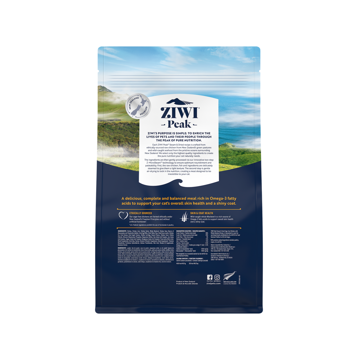 ZIWI® Peak Steam-Dried Chicken with Whole Mackerel Cat Food 1.8lb