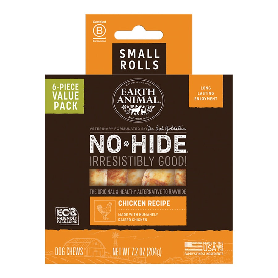 Earth Animal Chicken No-Hide® Small 4" Roll Dog Chews Value Pack - 6pk
