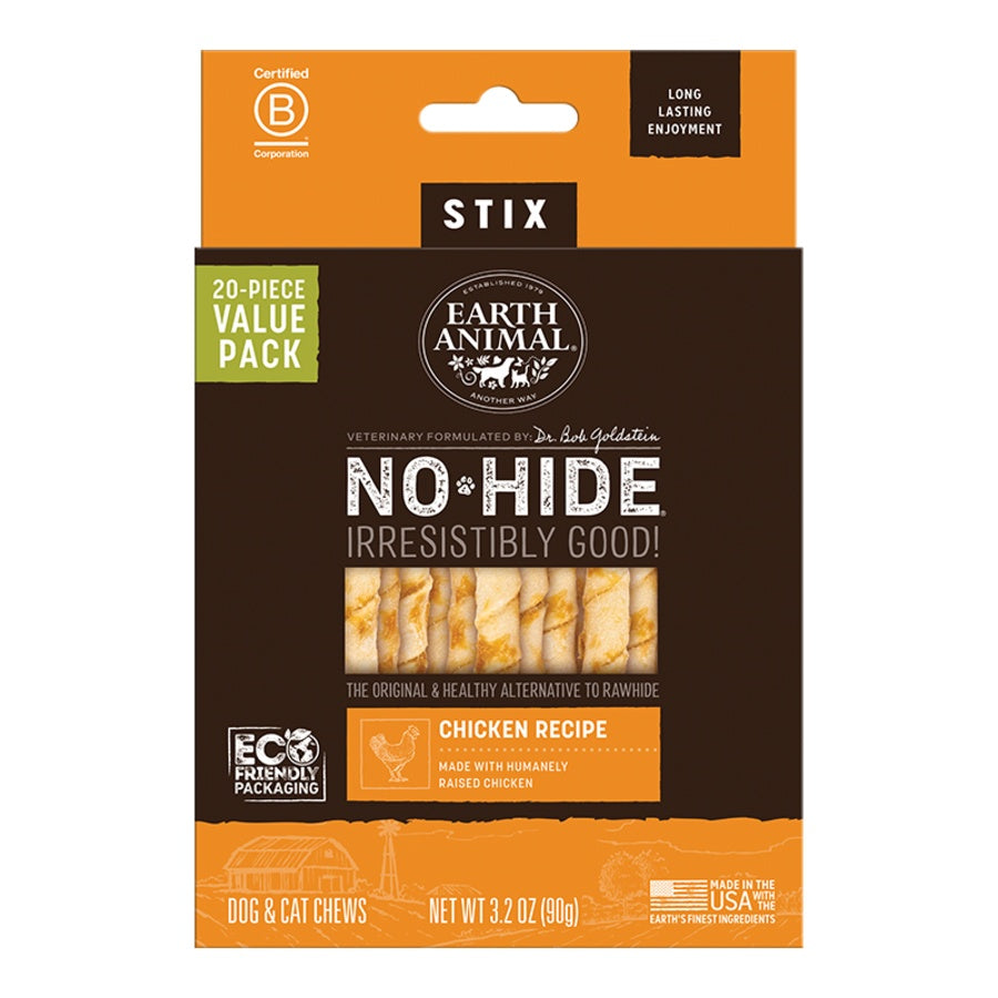 Earth Animal Chicken No-Hide® Stix Dog Chews Value Pack - 20pk