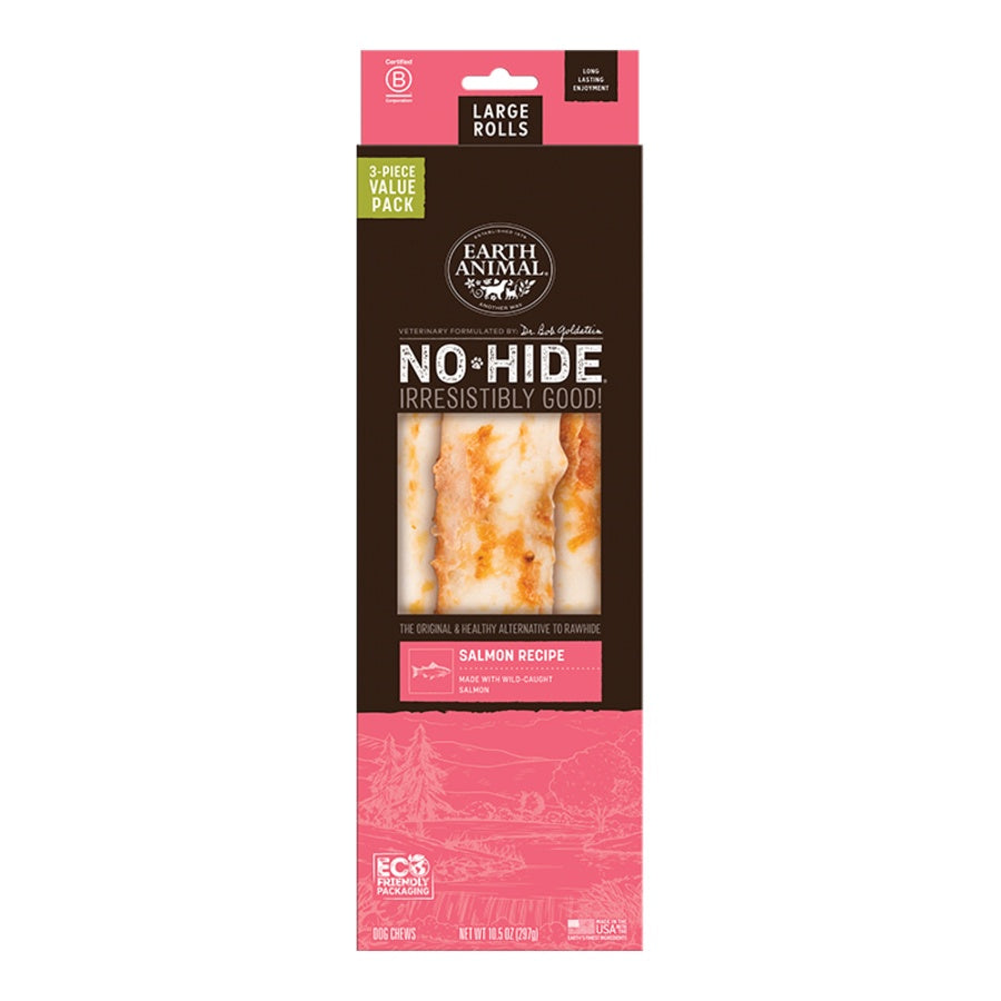 Earth Animal Salmon No-Hide® Large 11" Roll Dog Chews Value Pack - 3pk