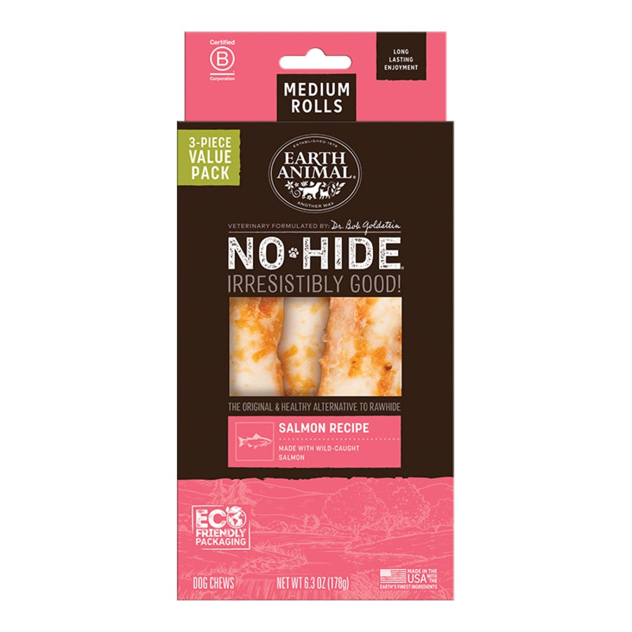 Earth Animal Salmon No-Hide® Medium 7" Roll Dog Chews Value Pack - 3pk