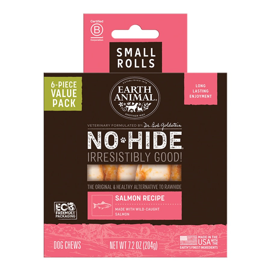 Earth Animal Salmon No-Hide® Small 4" Roll Dog Chews Value Pack - 6pk
