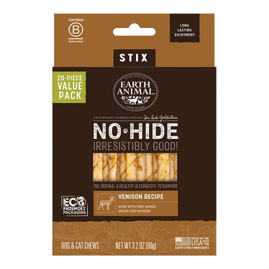 Earth Animal Venison No-Hide® Stix Dog Chews Value Pack - 20pk