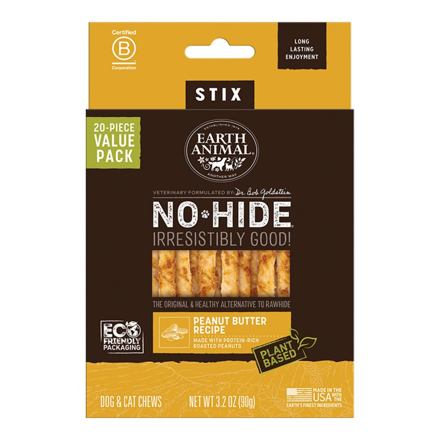 Earth Animal Peanut Butter No-Hide® Stix Dog Chews Value Pack - 20pk