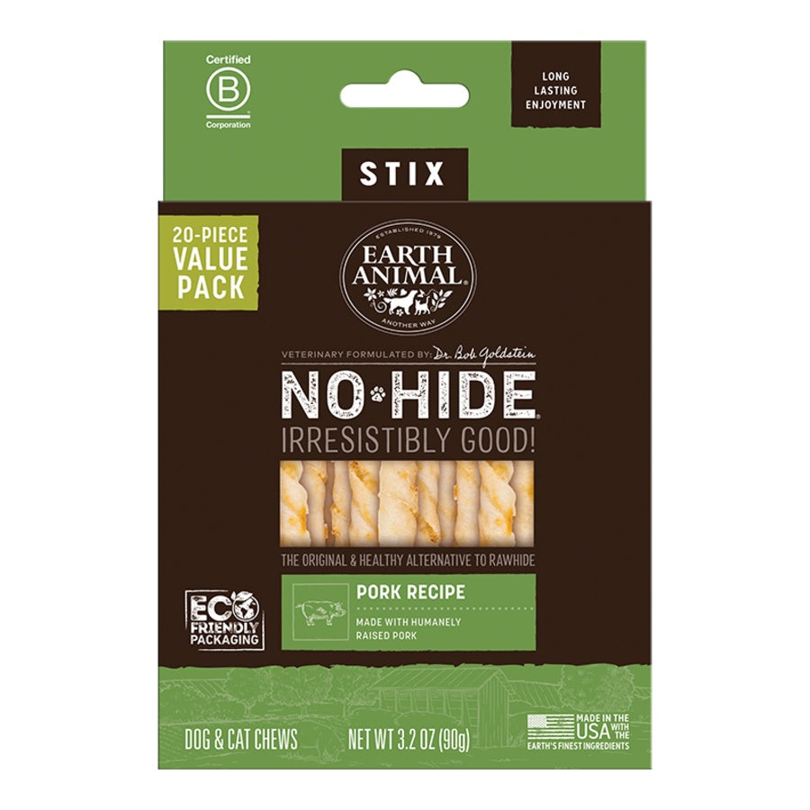 Earth Animal Pork No-Hide® Stix Dog Chews Value Pack - 20pk